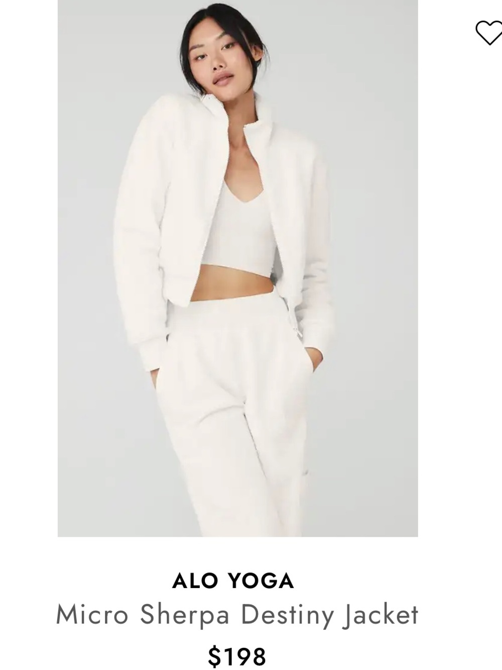 ALO YOGA Micro Sherpa Teddy Soft Destiny Jacket Ivory Winter White NWOT!!